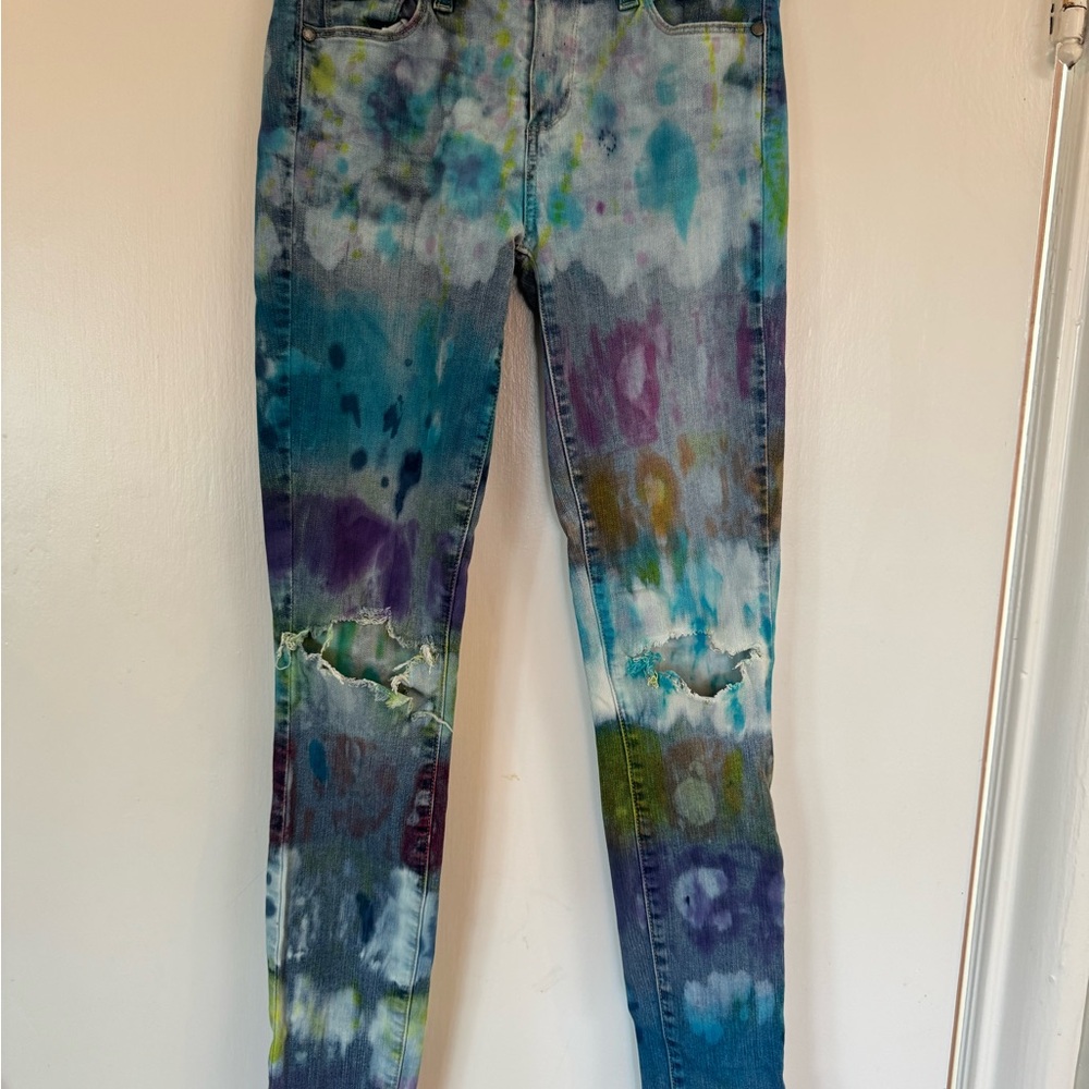 PAIGE Multicolor Tie-Dye Skinny Jeans